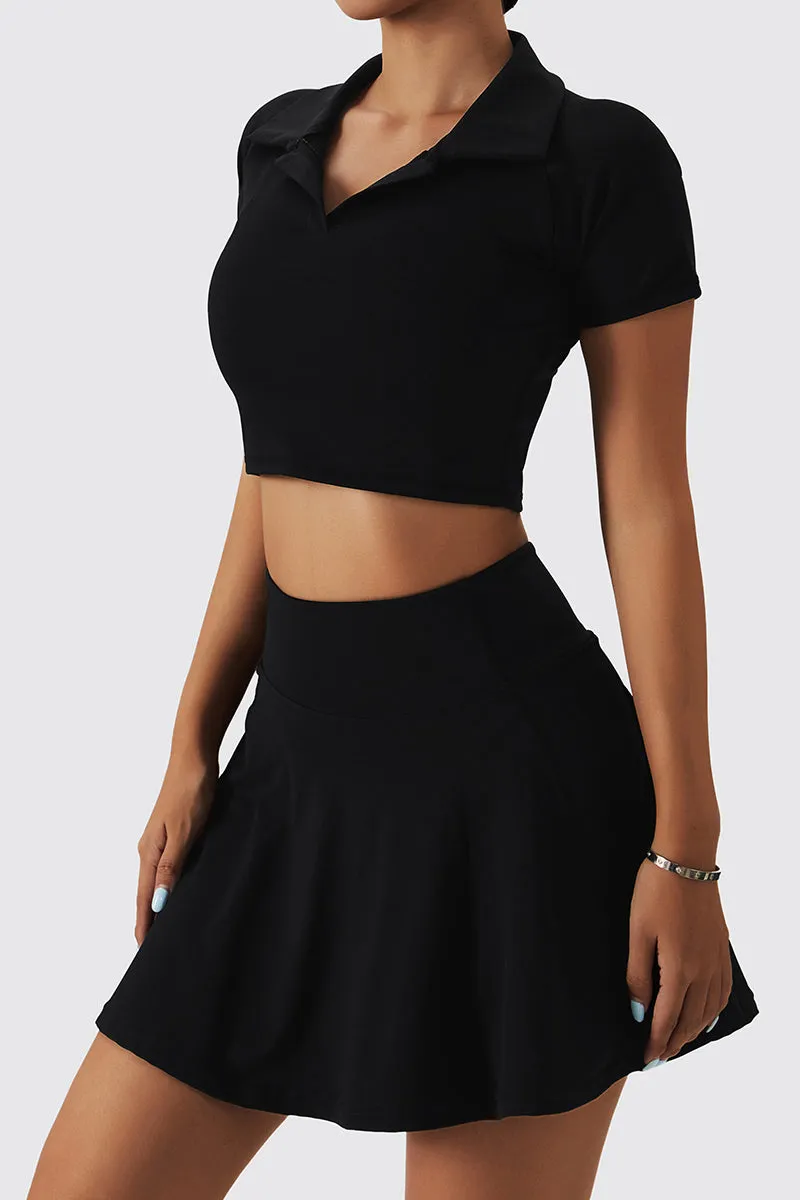 Cropped Short Sleeve Polo Shirt