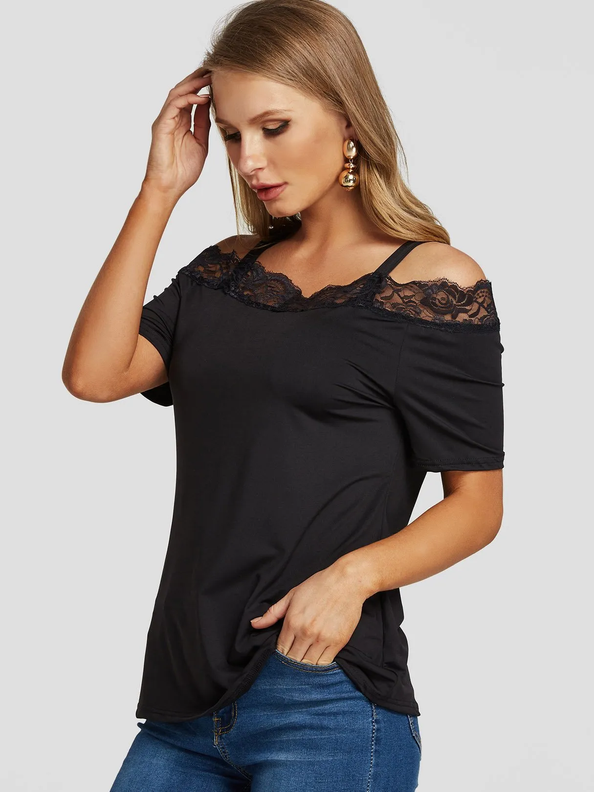 Custom Short Sleeve Black Top