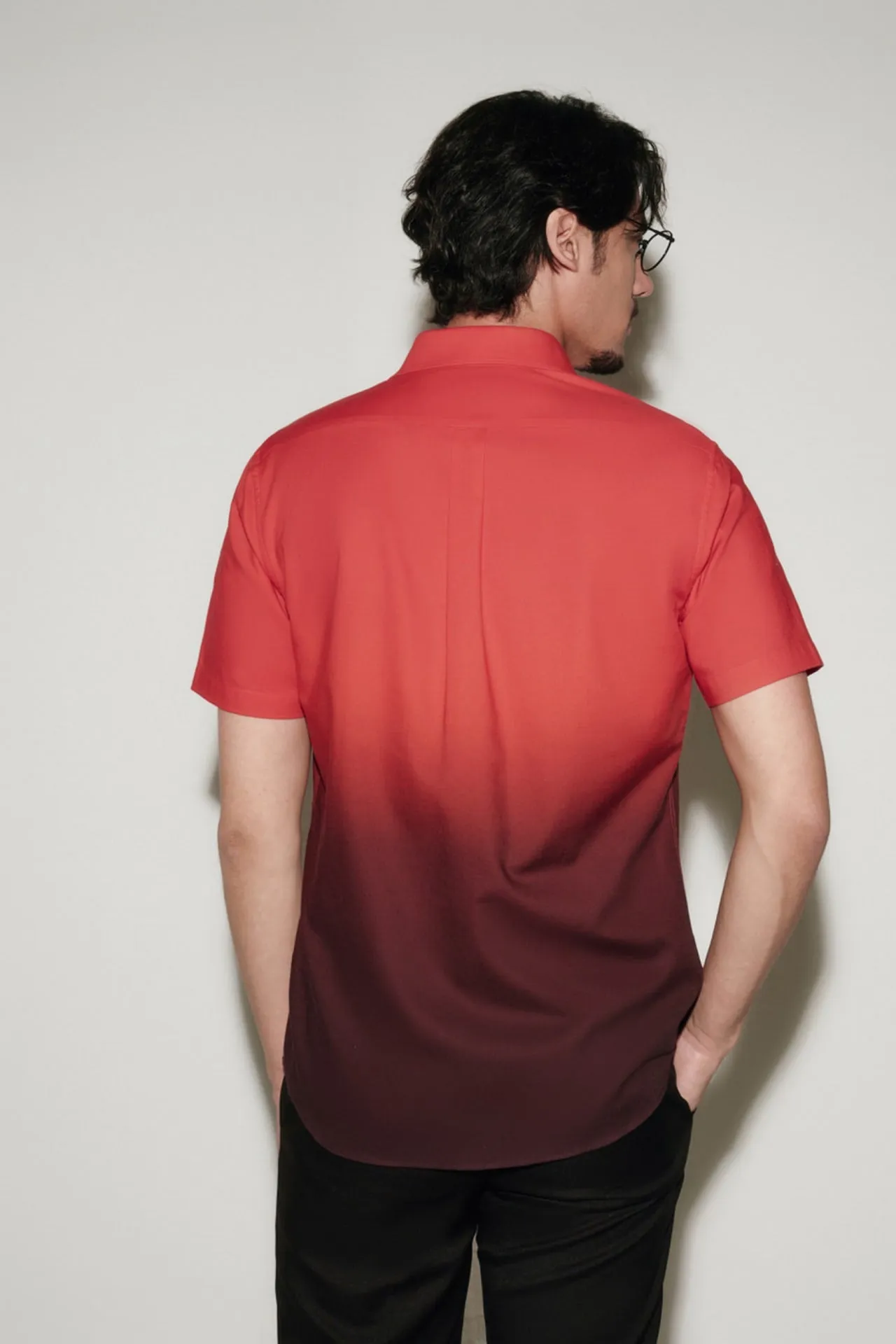 Easy Care Gradient Cotton Oxford Smart Fit Short Sleeve Casual Shirt