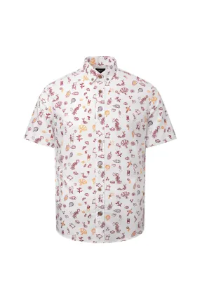 Easy Care Red Packet All Over Print Cotton Oxford Smart Fit Short Sleeve Casual Shirt