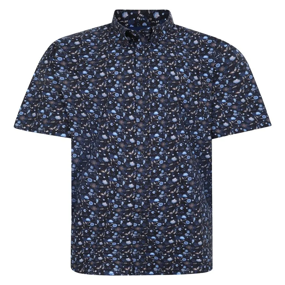 Espionage Short Sleeve Floral Shirt For Men (SH425) in Navy, 2XL-8XL