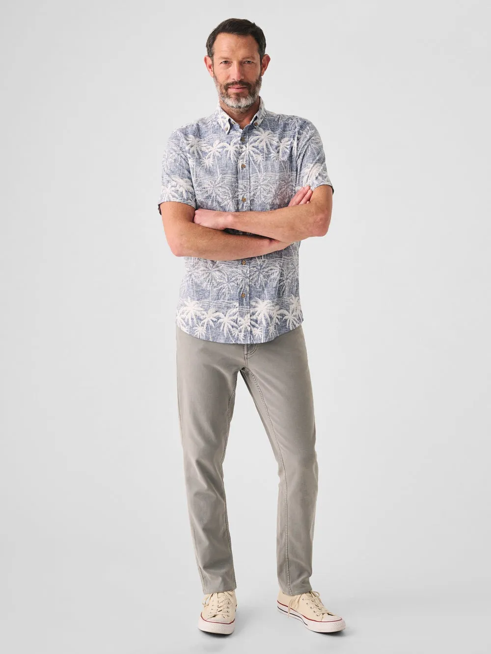 Faherty Short-Sleeve Breeze Shirt in South Palms Print