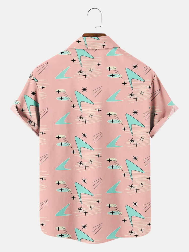 Fydude Men'S Atomic Geometry In The 1950s Printed Shirt