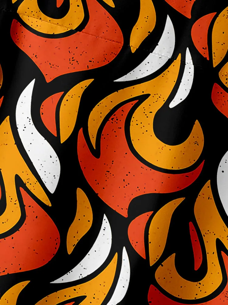 Fydude Men'S Fire Printed Shirt