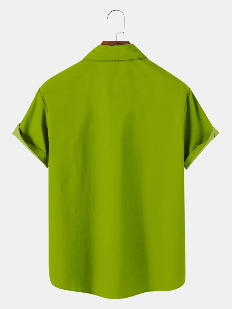 Fydude Men'S St. Patrick'S Day Shamrock Elf Print Short Sleeve Shirt