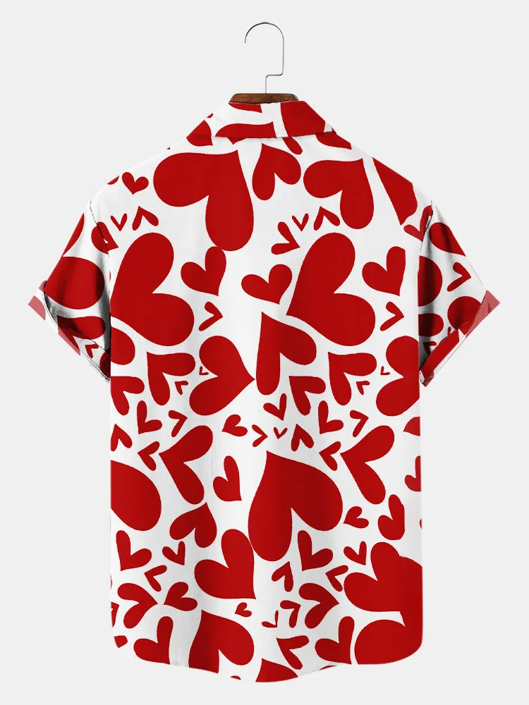 Fydude Men'S Valentine'S Day Love Print Short Sleeve Shirt
