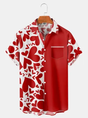 Fydude Men'S Valentine'S Day Love Print Short Sleeve Shirt