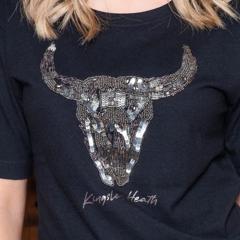 Glitzy Skull Regular Crew Tee Mamba