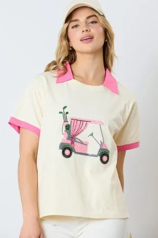 Golf Cart Short Sleeve Top | Pink