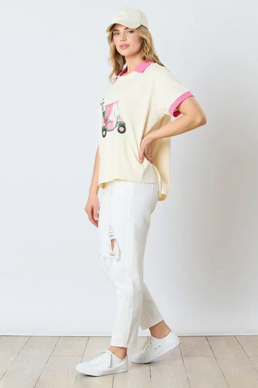 Golf Cart Short Sleeve Top | Pink