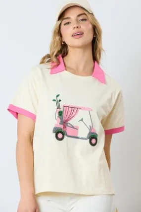 Golf Cart Short Sleeve Top | Pink
