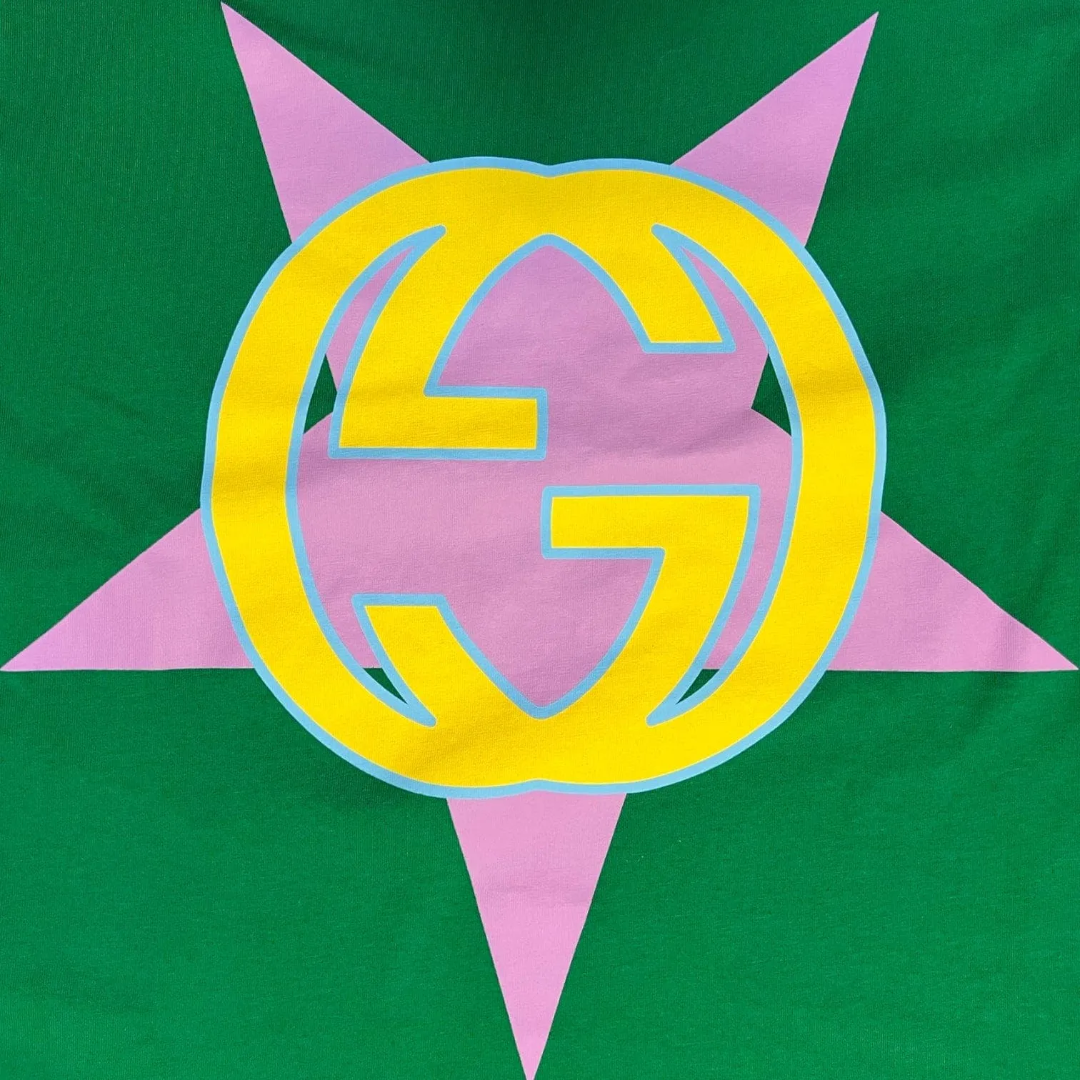 Gucci Interlocking G Star Print Oversized Short Sleeve Tee Shirt Green Pre-Owned