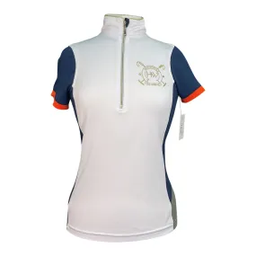 Horseware Technical Zip Polo in White/Navy - Women's Medium