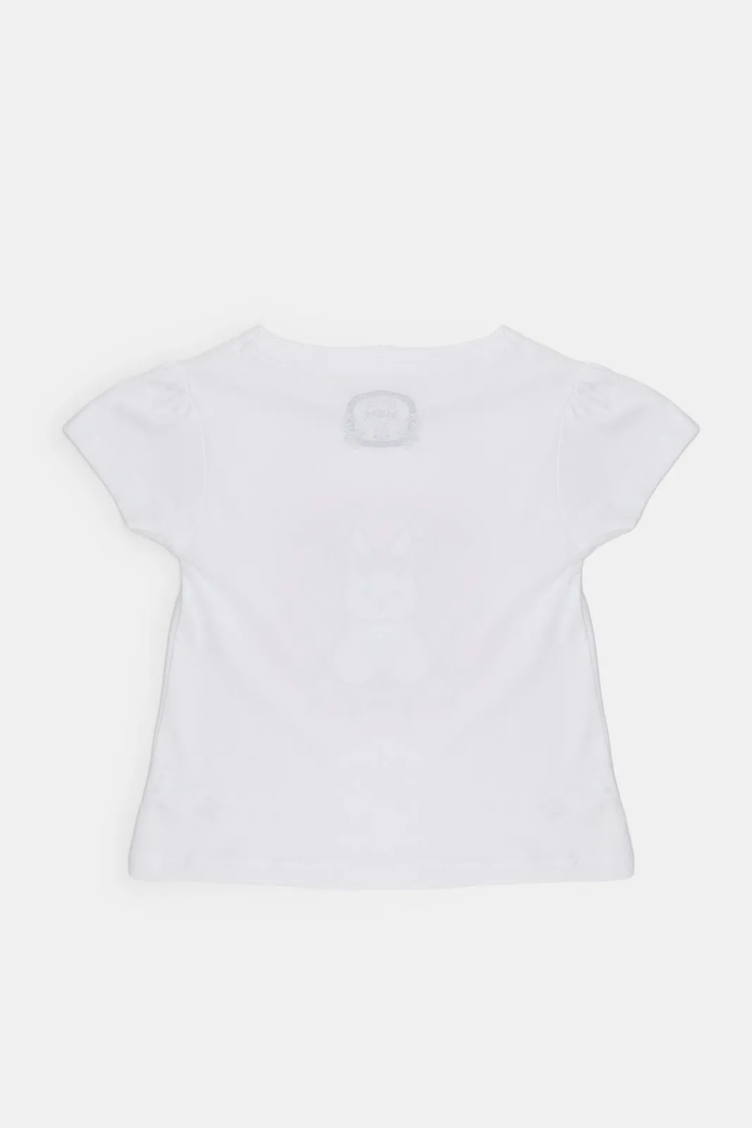 Infant Girls White Placement Print T-Shirt