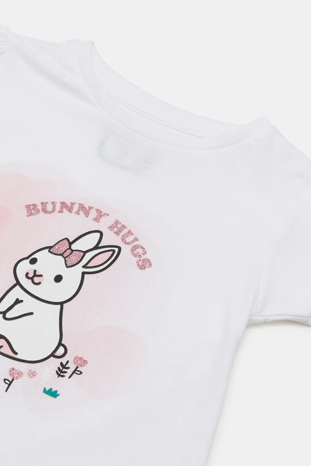 Infant Girls White Placement Print T-Shirt