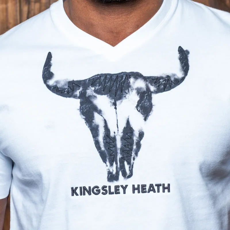 Ink Blot Skull V-Neck Tee - Pelican