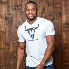 Ink Blot Skull V-Neck Tee - Pelican