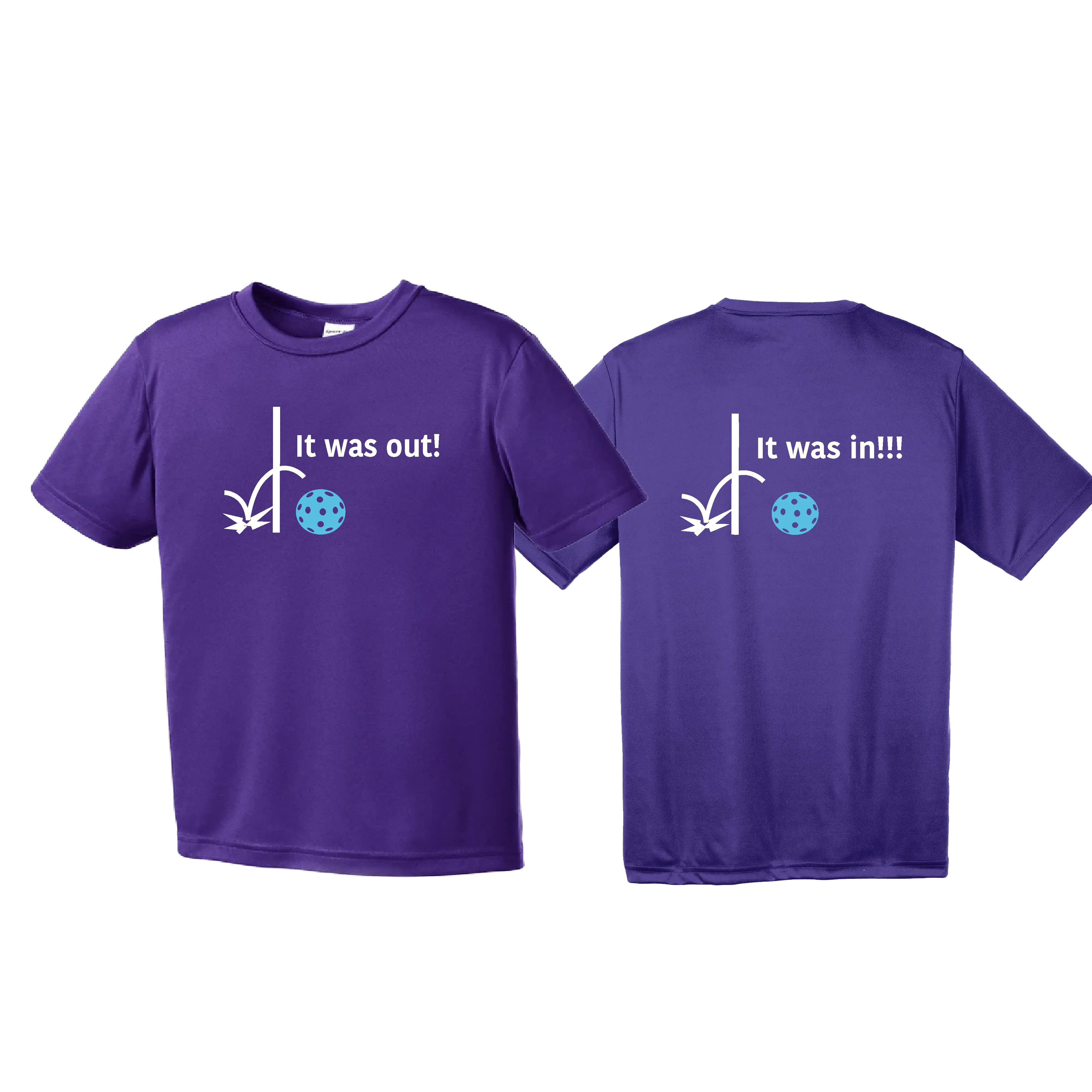 It Was Out! It Was In! (Pickleballs Cyan Green Orange) | Youth Short Sleeve Pickleball Shirts | 100% Polyester