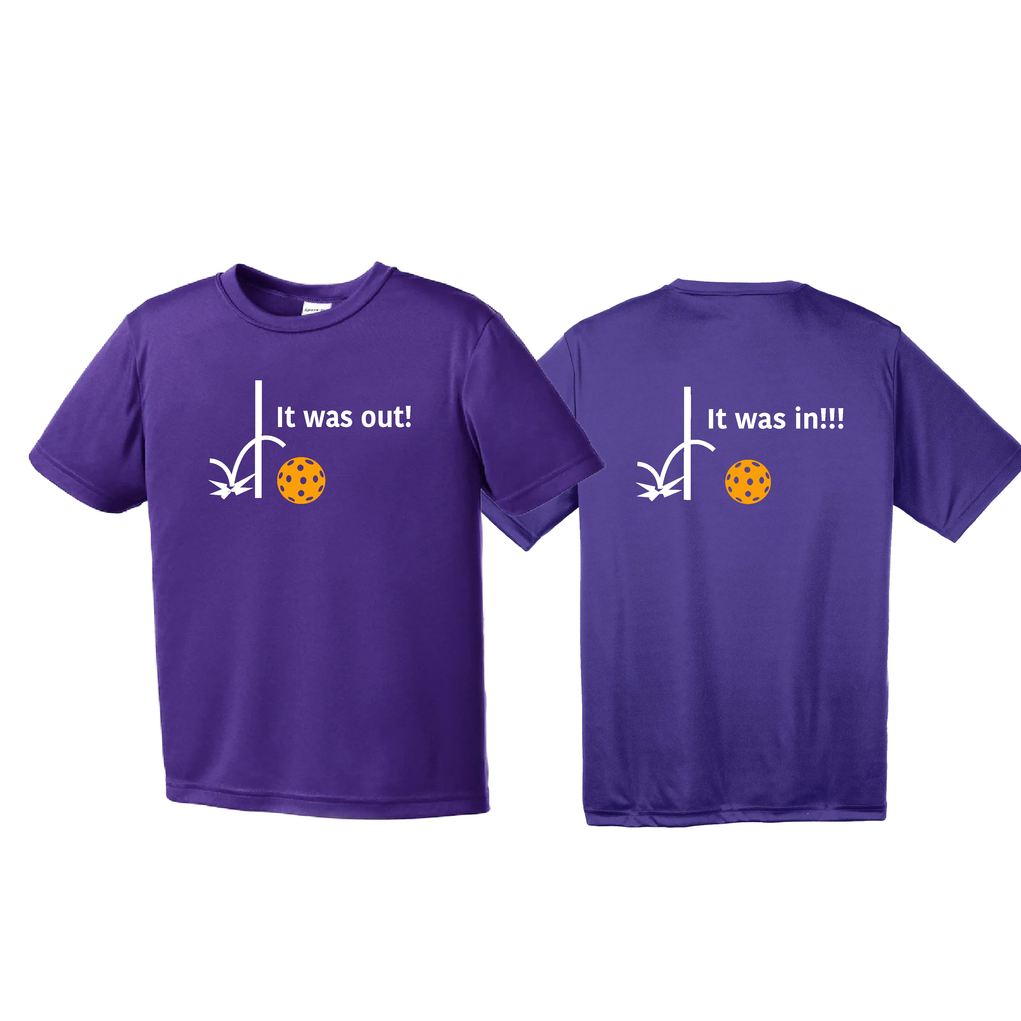 It Was Out! It Was In! (Pickleballs Cyan Green Orange) | Youth Short Sleeve Pickleball Shirts | 100% Polyester