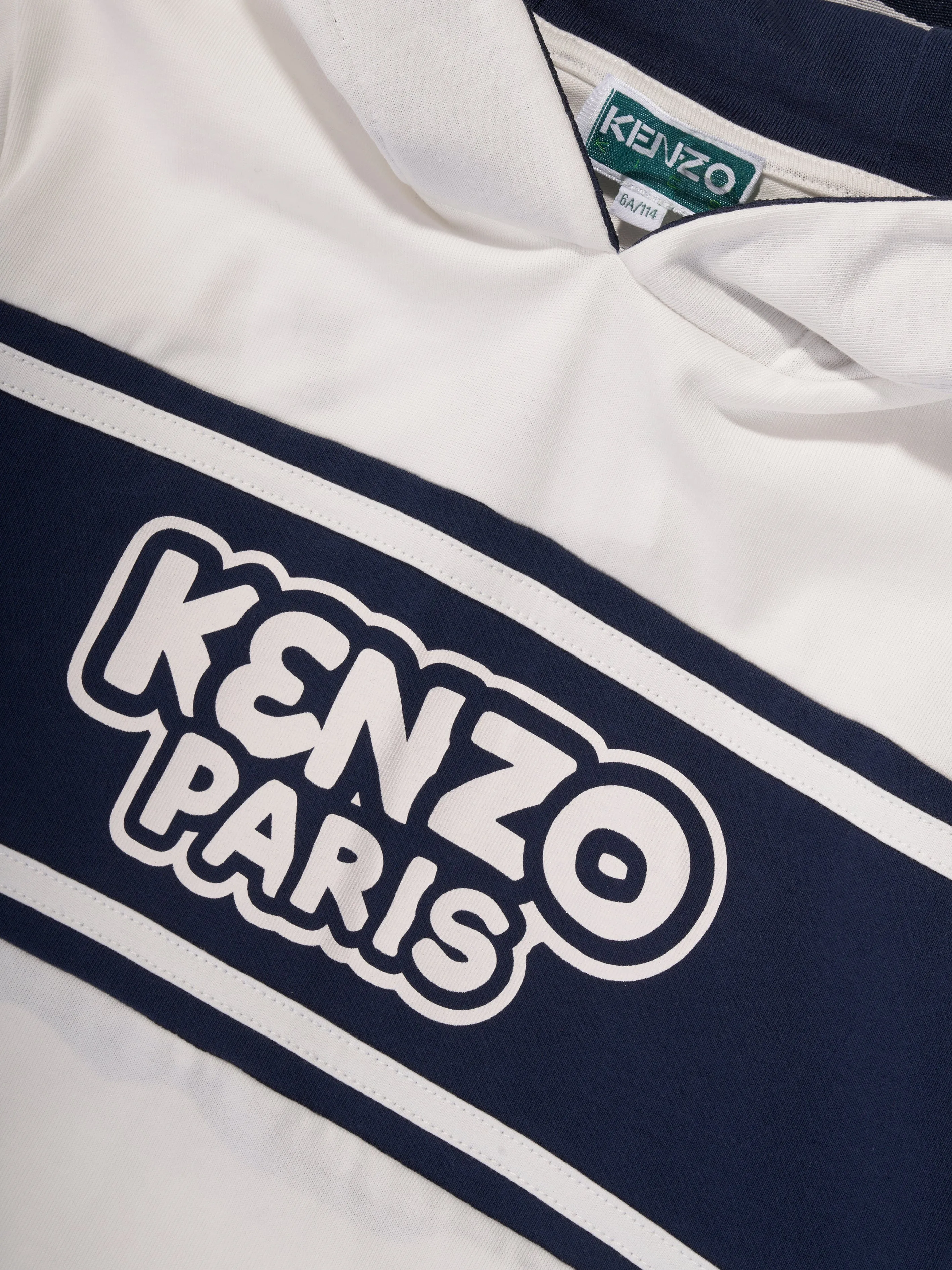 KENZO Boys Hooded Logo T-Shirt in Ivory