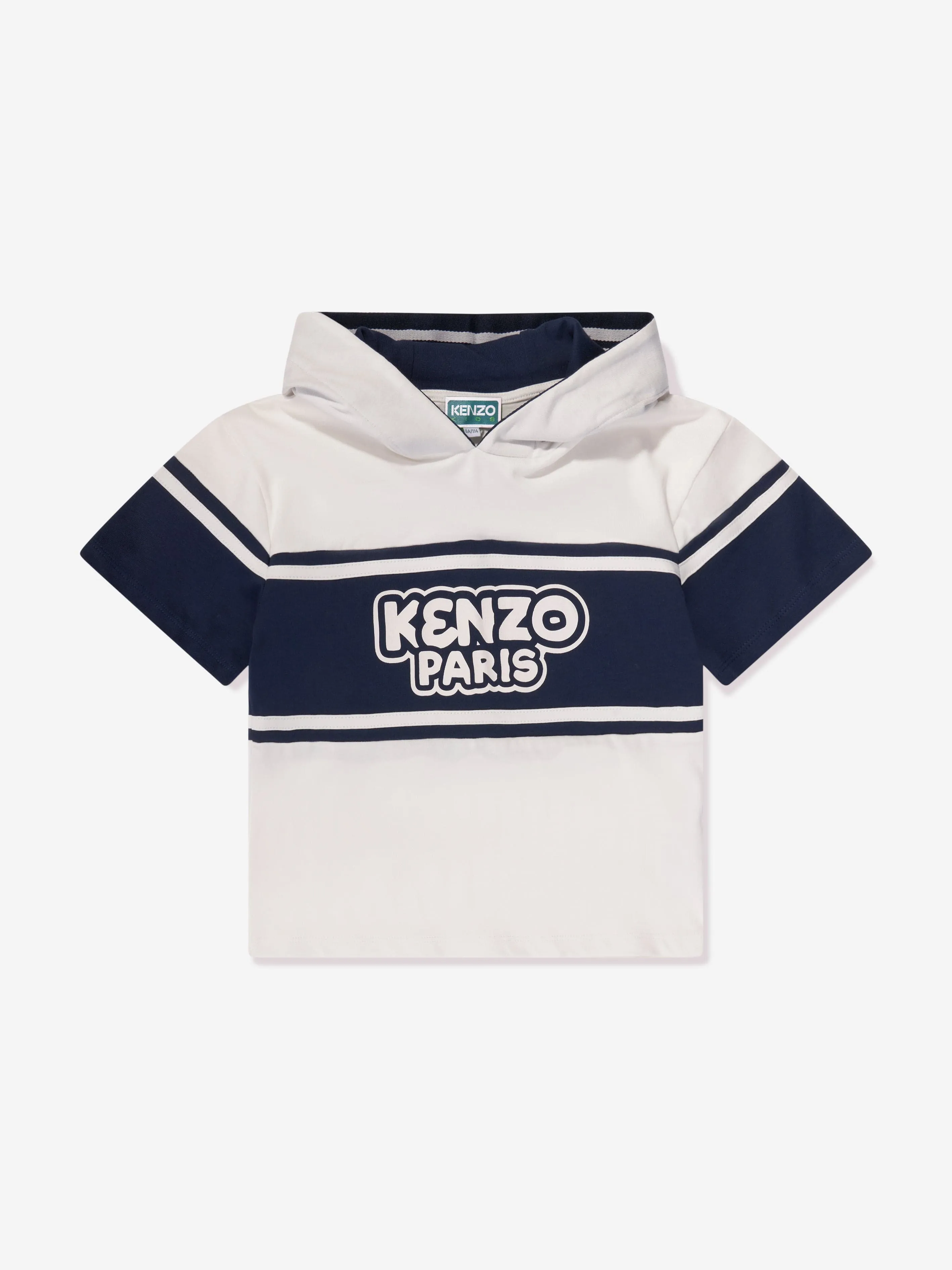KENZO Boys Hooded Logo T-Shirt in Ivory