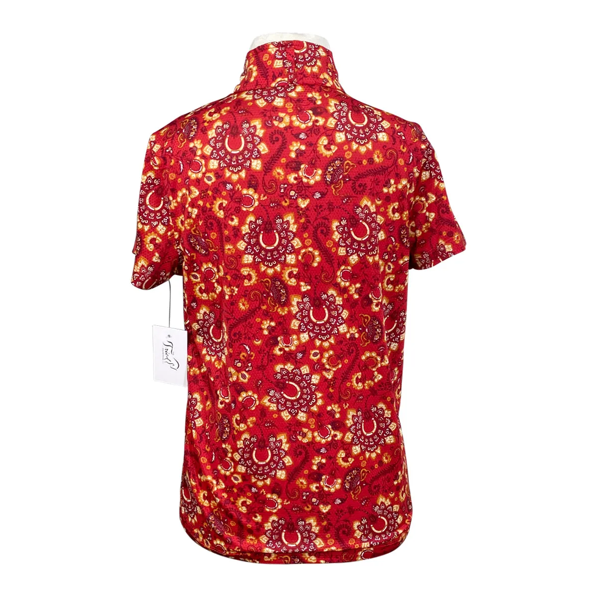 Kerrits 'Aire Ice Fil' Kids Short Sleeve Shirt in Red Paisley - Children's Large