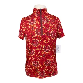 Kerrits 'Aire Ice Fil' Kids Short Sleeve Shirt in Red Paisley - Children's Large