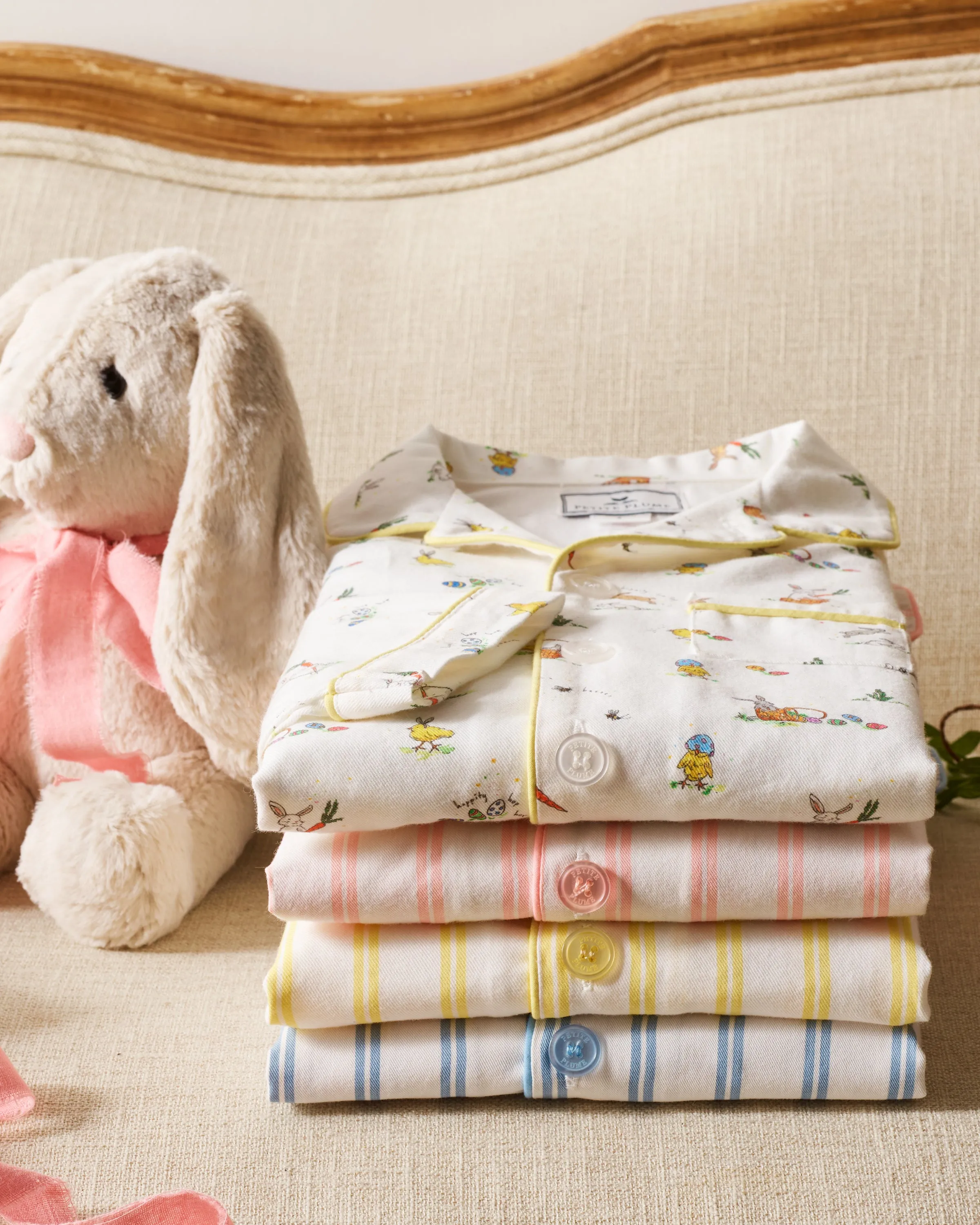 Kid's Twill Short Sleeve Short Set in Sunny Stripe