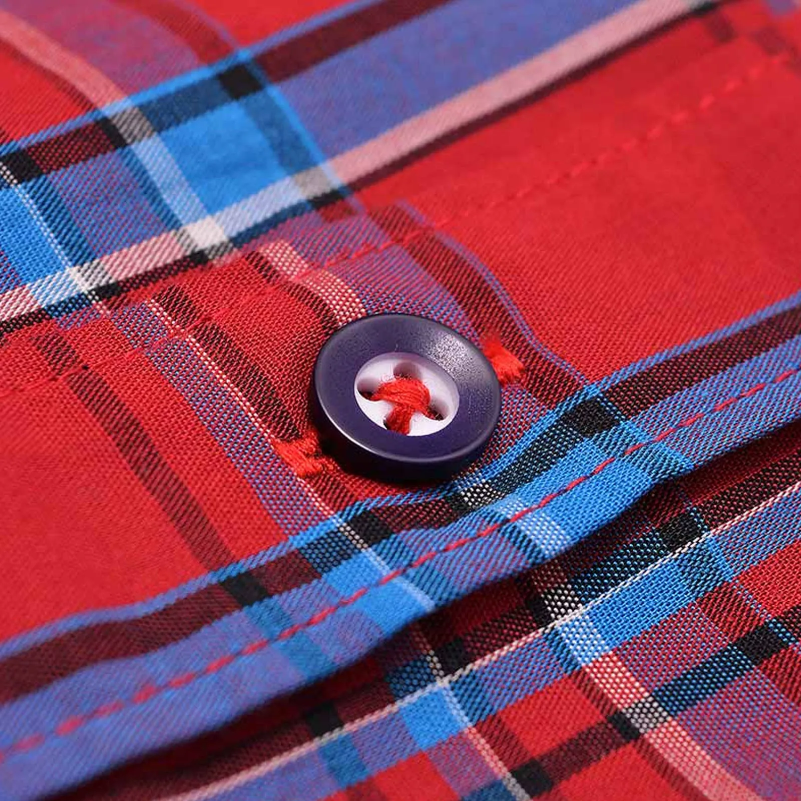 Lambretta Mens Cotton Check Shirt - Red/Blue