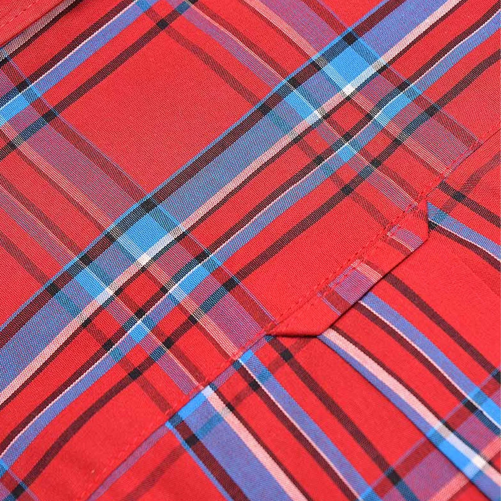 Lambretta Mens Cotton Check Shirt - Red/Blue