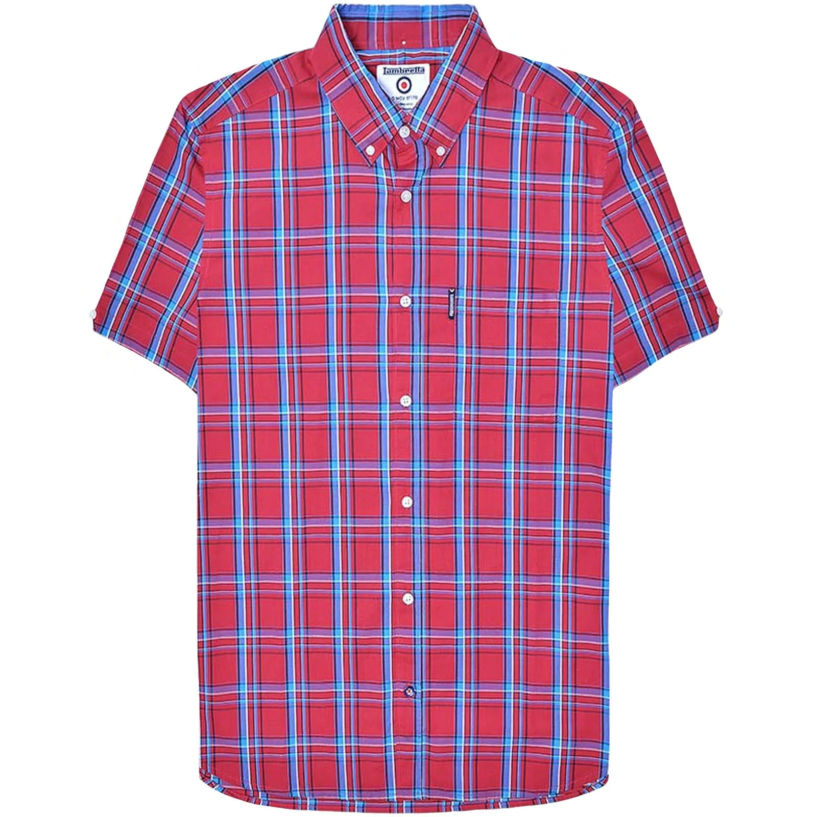 Lambretta Mens Cotton Check Shirt - Red/Blue