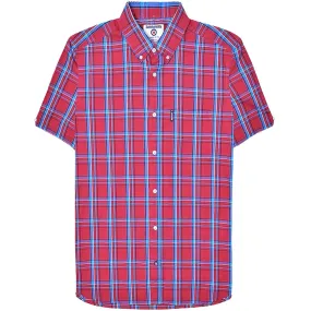 Lambretta Mens Cotton Check Shirt - Red/Blue