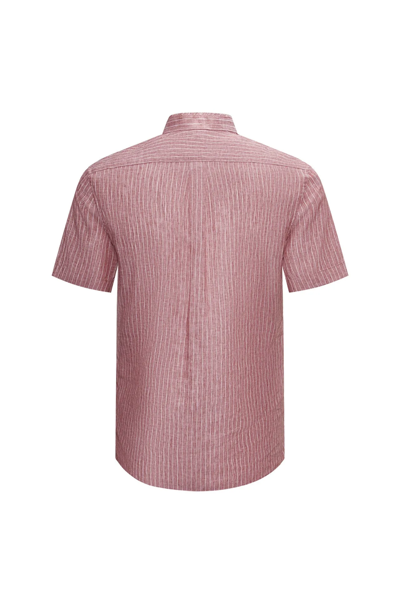 Linen Blend Stand Collar Stripe Casual Shirt in Smart Fit