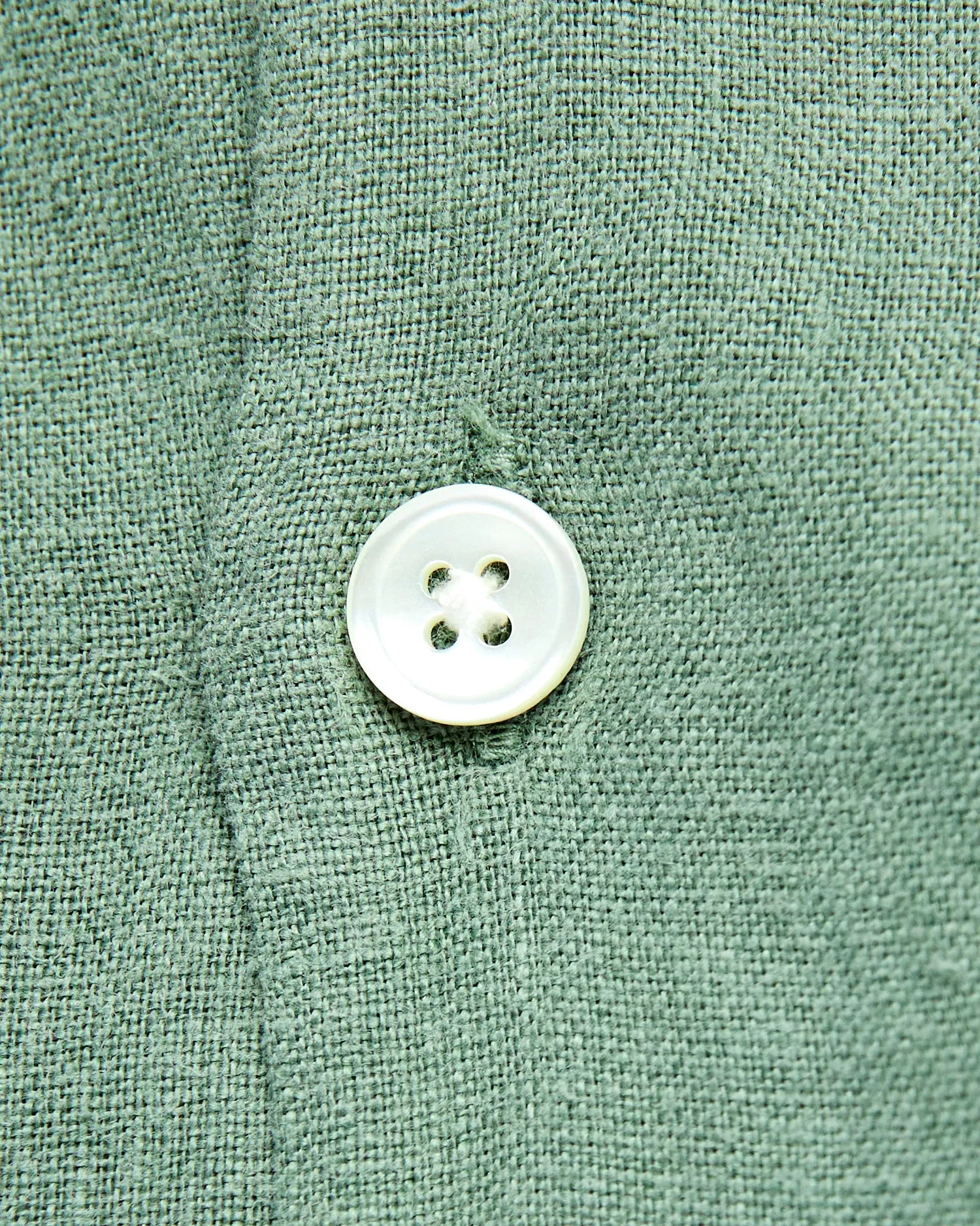 Linen Camp Collar Shirt in Dry Green