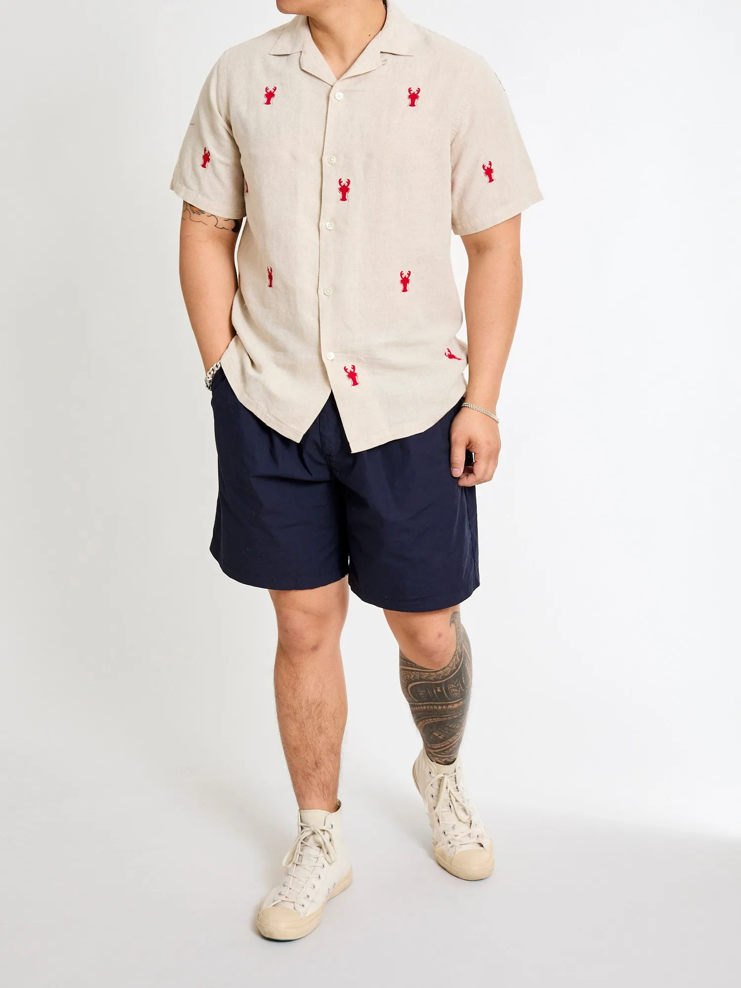Lobster Button-Up Shirt in White