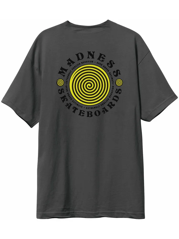 Madness Apparel Rounder Custom Dye Dark Grey Short Sleeve Pocket Tee Shirt