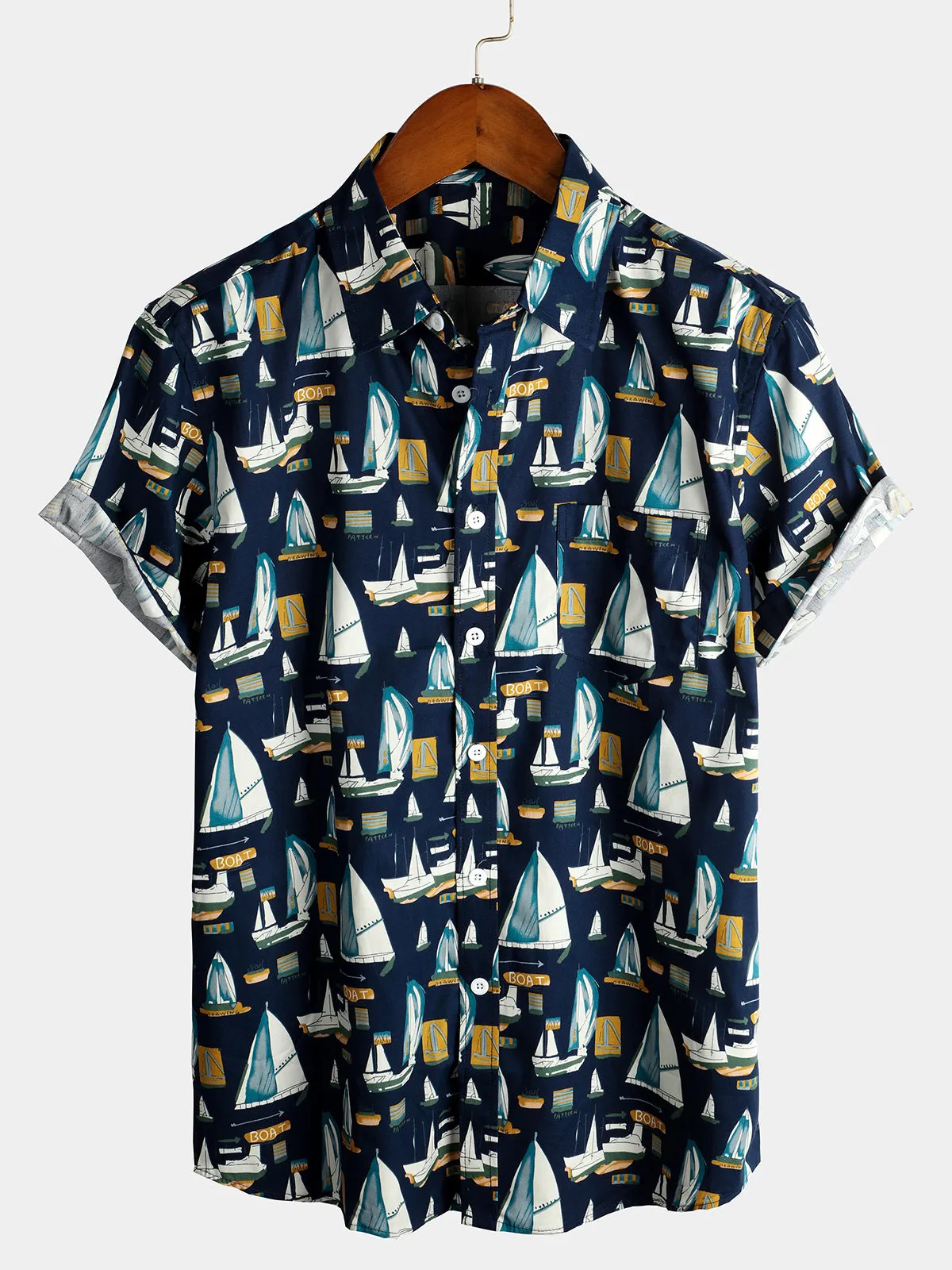 Men's Casual Holiday Cotton Pocket Short Sleeve Shirt