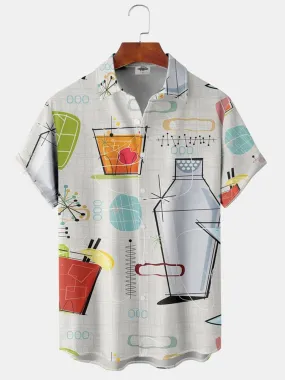 Men's Mid Century Modern Geometric Print Regular Sleeve Shirt