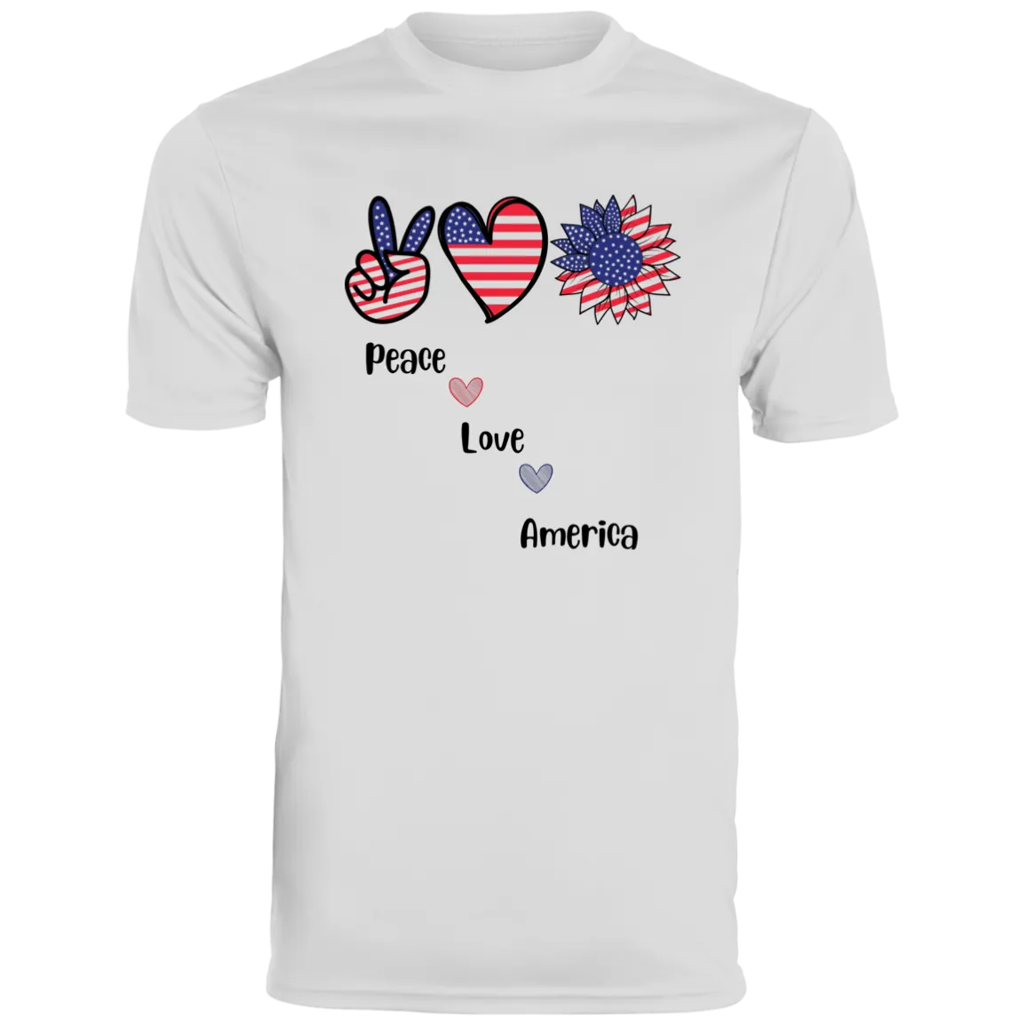 Men's Moisture-Wicking Tee -- Peace, Love, America