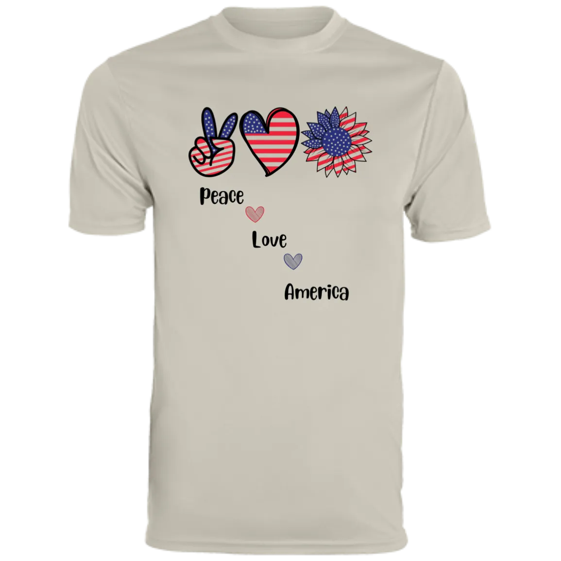 Men's Moisture-Wicking Tee -- Peace, Love, America