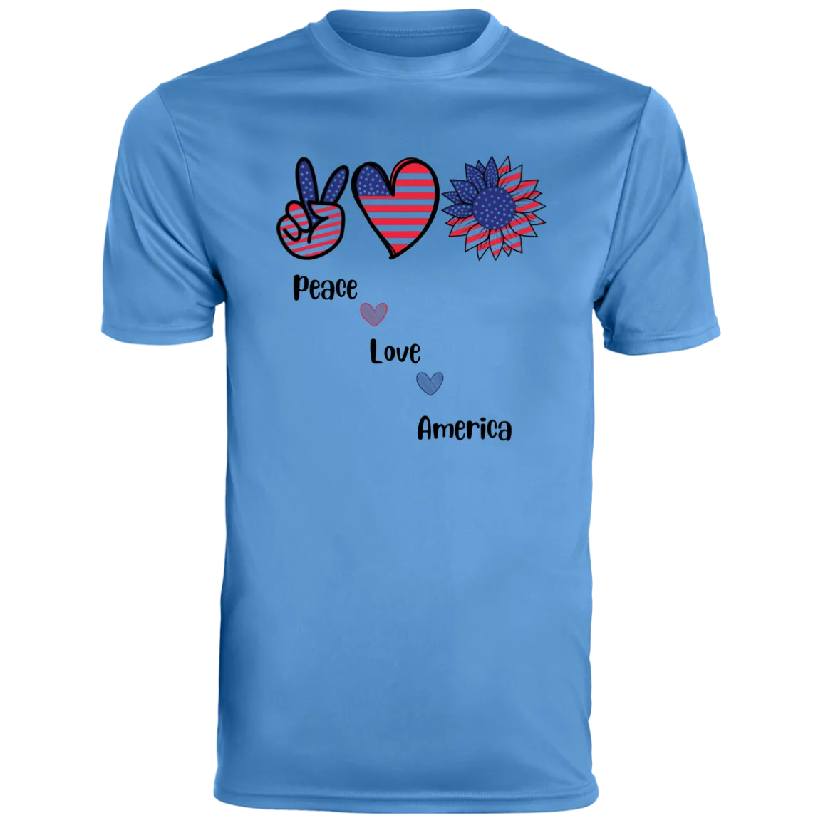Men's Moisture-Wicking Tee -- Peace, Love, America