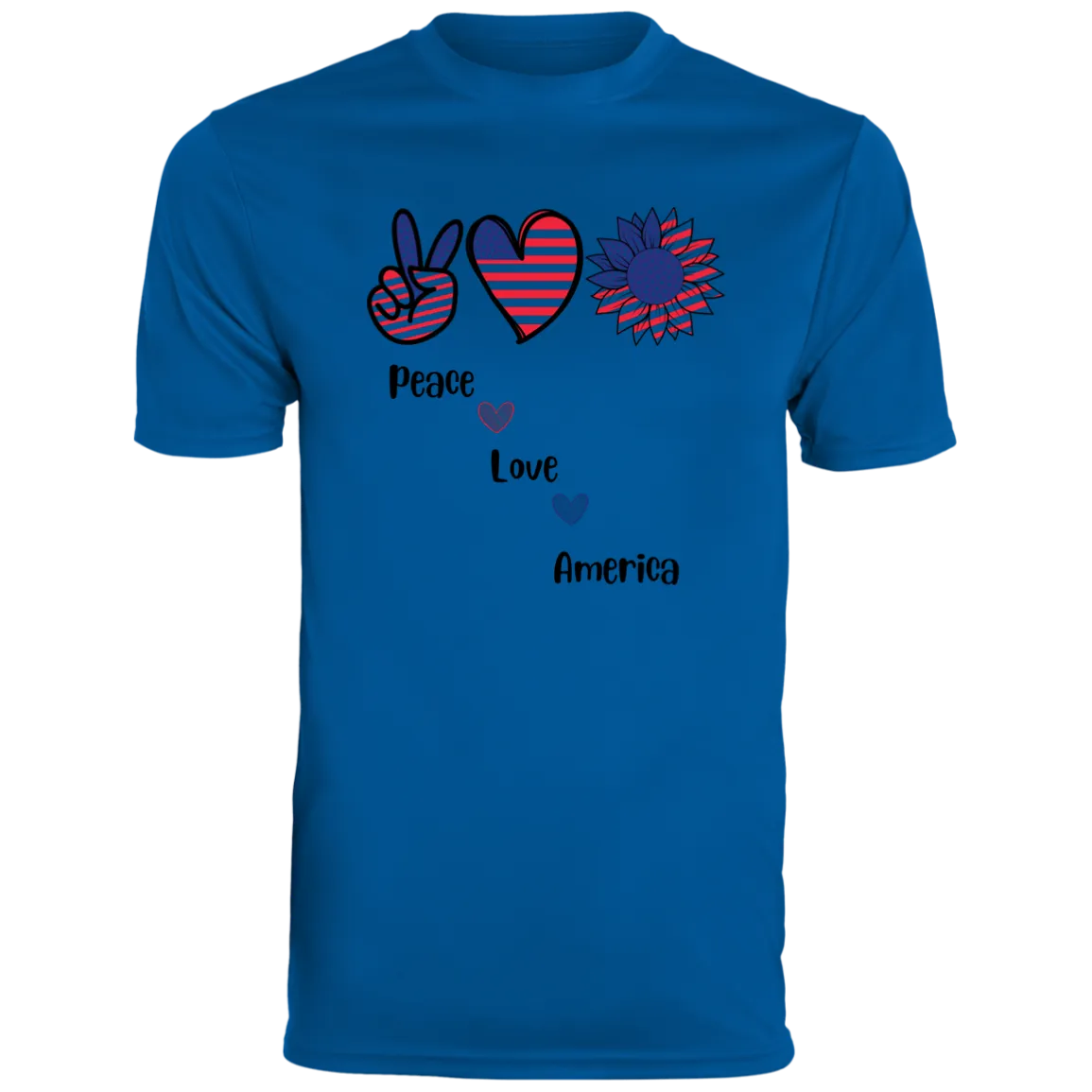 Men's Moisture-Wicking Tee -- Peace, Love, America