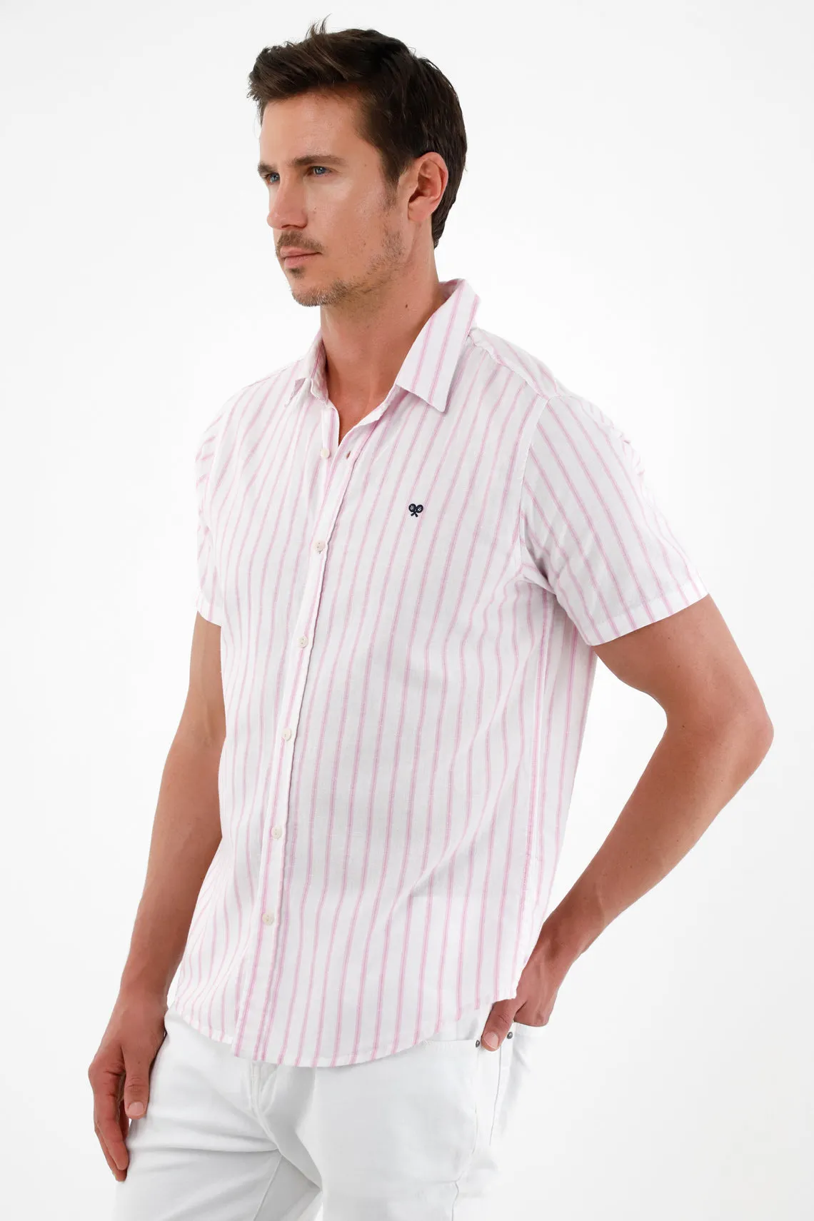 Men's pink short-sleeve shirt