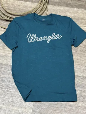 Men's Wrangler Rope Logo Tee ~ Cyan~ Only Medium