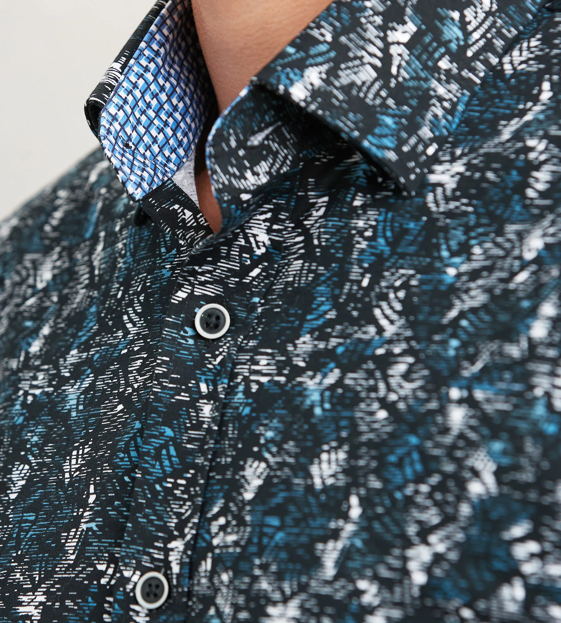Modern Fit Short Sleeve Textured Pattern 360 Stretch Sport Shirts