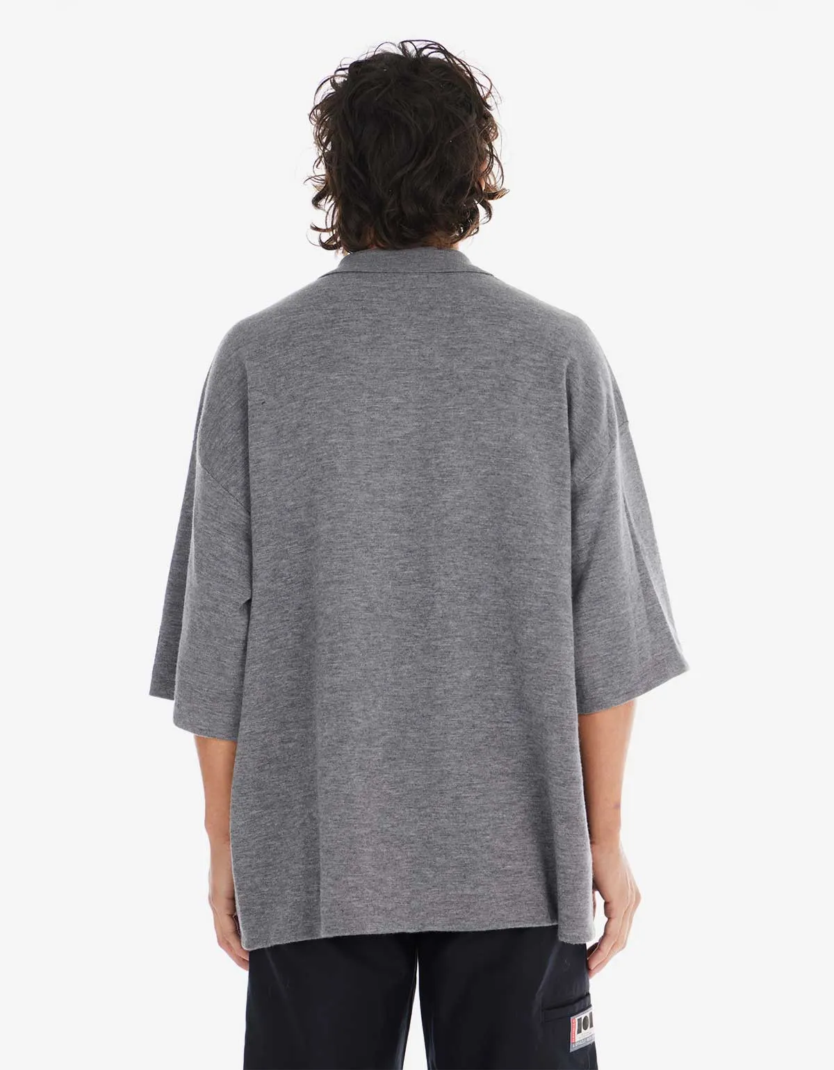 Nahmias Grey Horses Knit Collared Shirt