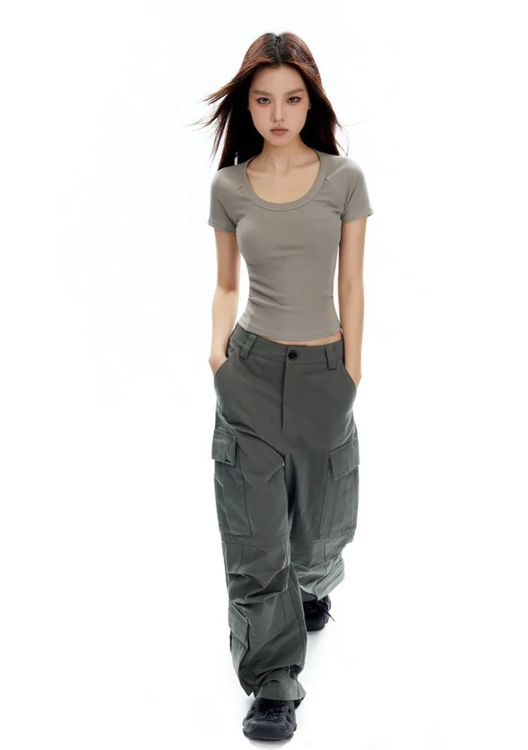 Ribbed Crew Neck Short Sleeve Baby Tee