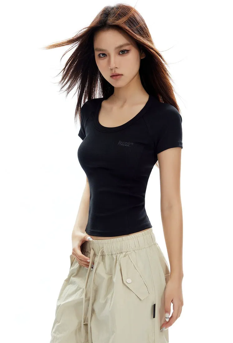 Ribbed Crew Neck Short Sleeve Baby Tee