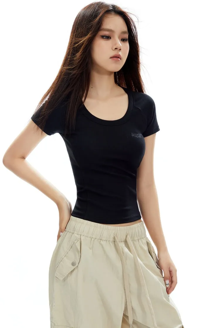Ribbed Crew Neck Short Sleeve Baby Tee