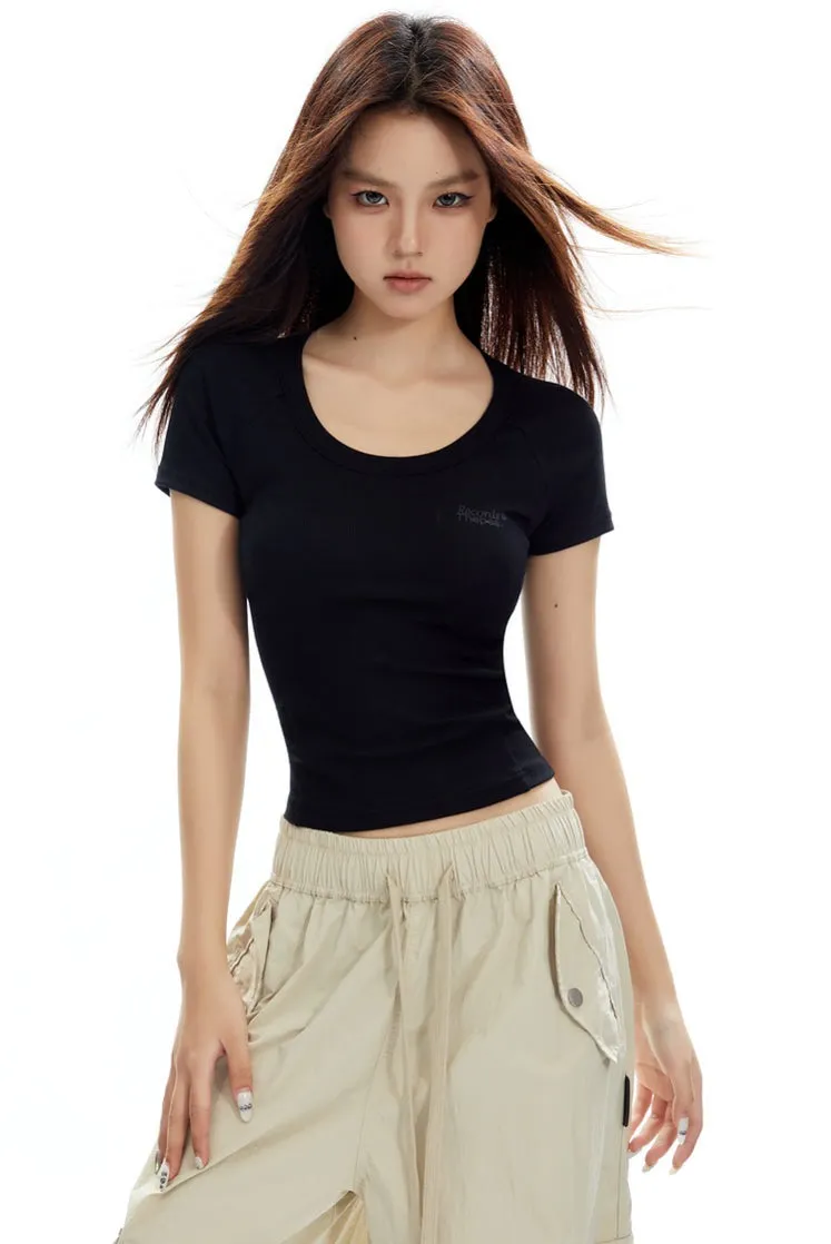 Ribbed Crew Neck Short Sleeve Baby Tee